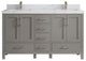 Malibu 60 Double Sink Bathroom Vanity in Elephant Skin Gray 2" Calacatta Sienna