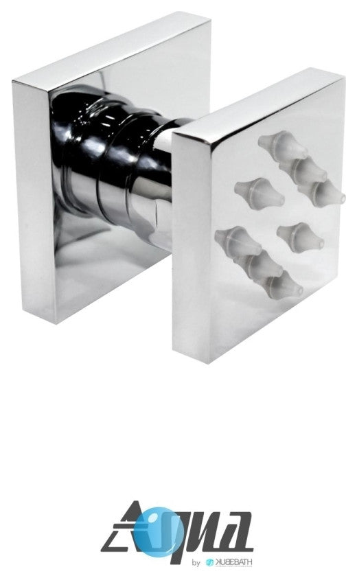 Aqua Piazza Brass Shower Set, 8" Ceiling Mount Square Rain Shower, 4 Body Jets