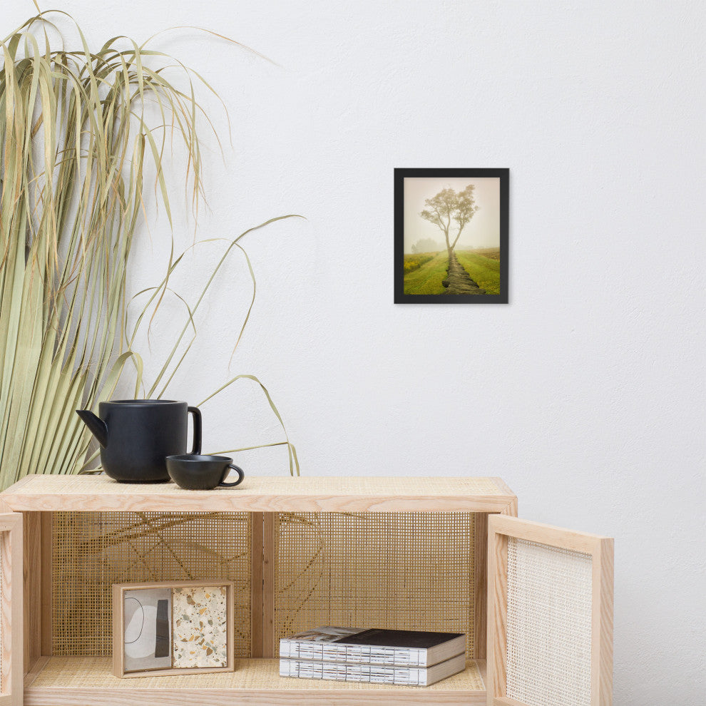 Calming Morning Rural Landscape Framed Photo Paper Wall Art Prints, Black, 8" X 10"