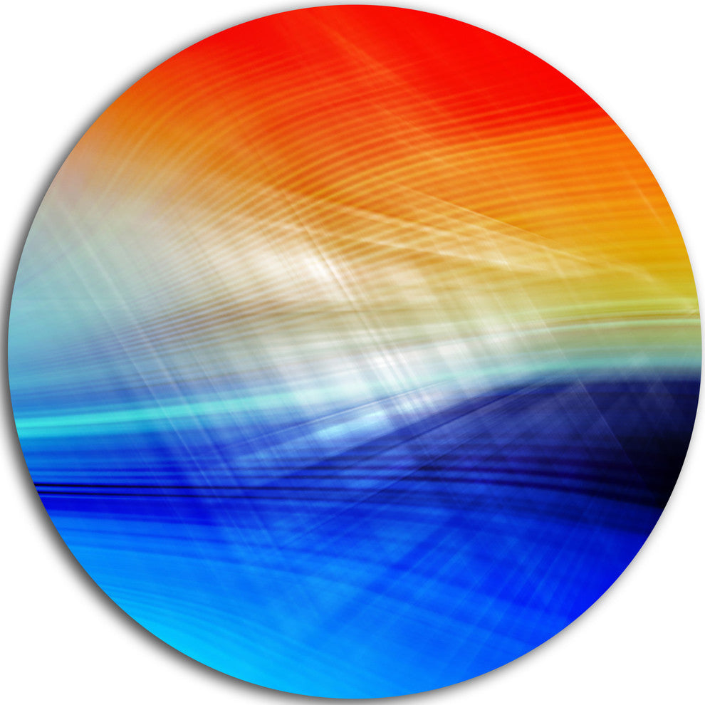 3D Mix Of Red Blue Yellow, Abstract Digital Art Disc Metal Artwork, 11"