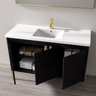 Flutie 48" Bathroom Vanity Set, Charcoal, Single Ceramic White Sink