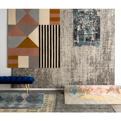 Surya Pune PUN-2308 7'10"x10'3" Rug, Black/Medium Gray/Beige/Teal