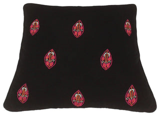 Boho Chic Flint Hand Embroidered Italian Velvet Pillow