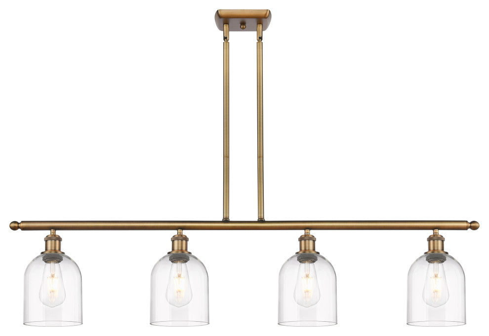 Ballston-Bella 4-Light 48" Stem Island Light, Brushed Brass, Clear