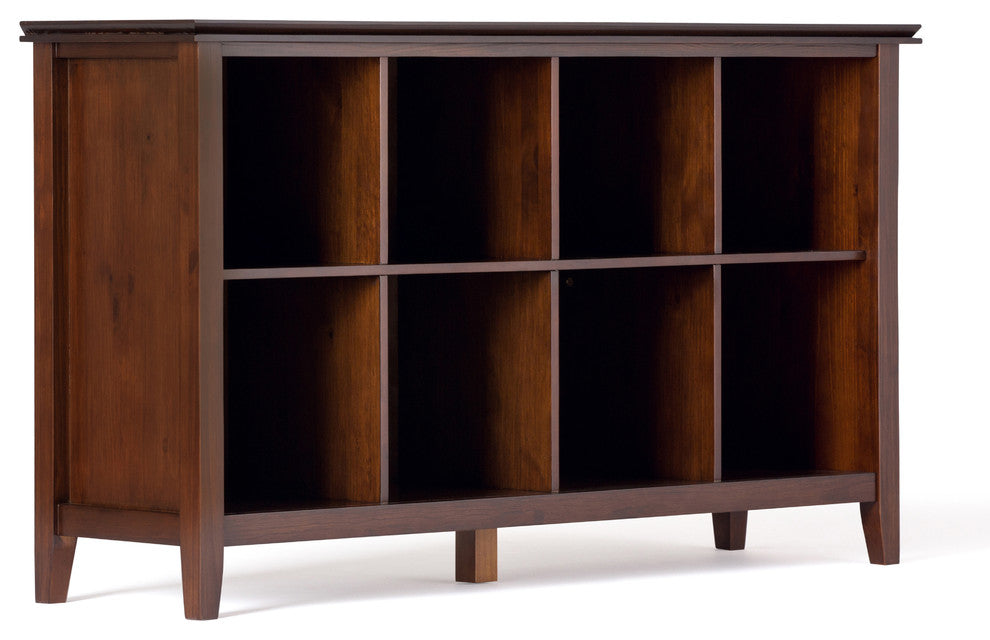 Artisan Solid Wood 57 Inch Wide 8 Cube Storage Sofa Table In Russet Brown