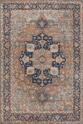 Maris Ornate Medallion Machine-Washable Beige/Blue 5 ft. x 8 ft. Area Rug