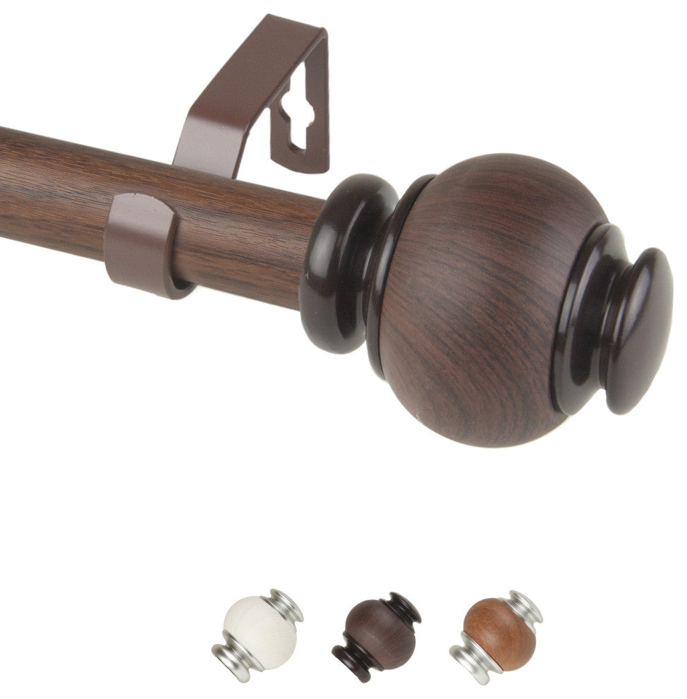 Alysia 1" Diameter Curtain Rod, Dark Walnut, 28-48"