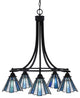 Paramount 5-Light Chandelier, Matte Black, 7" Sea Ice Art Glass