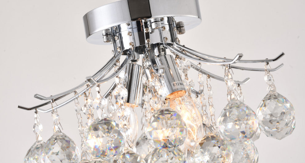 Clear Crystal Ball Drop, Chrome Frame Flushmount