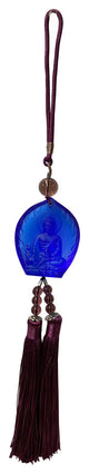 Liuli Crystal Glass Fengshui Fortune Blue Medicine Buddha Decor Tassel Hws1355