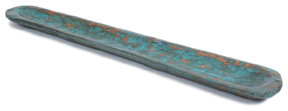 Rustic Baguette Dough Bowl-Decorative Serving Bowl, Turquoise, Large