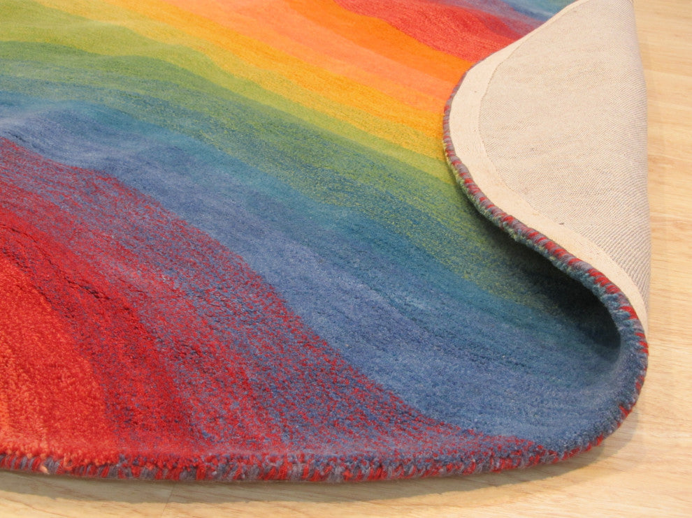 Hand-Tufted Wool Lollipop Contemporary Abstract Desertland Rug, 6' Round
