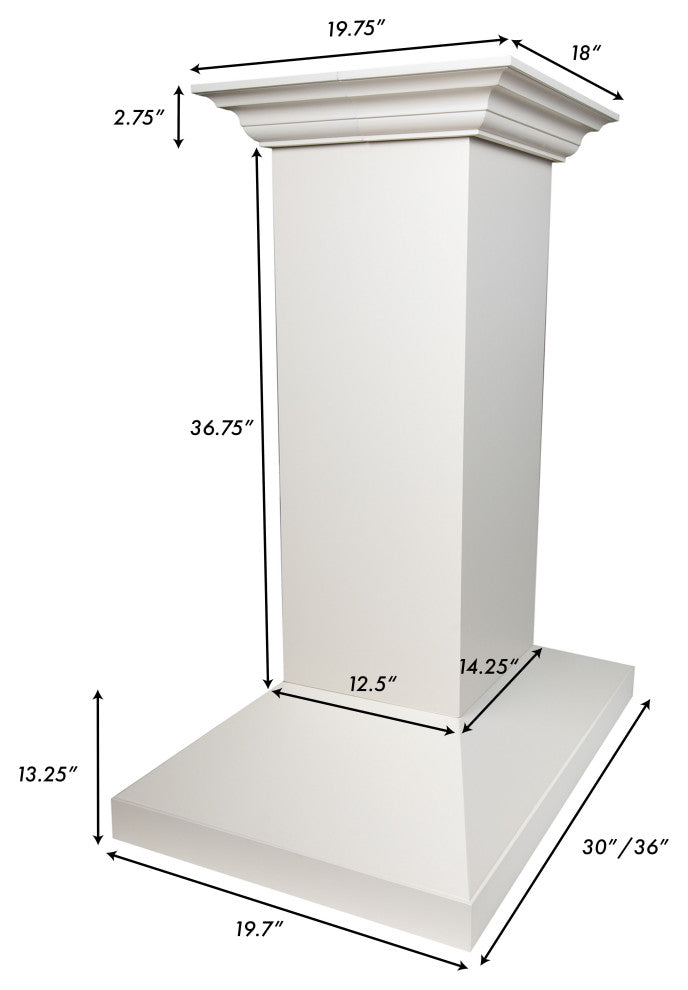 ZLINE 30 in. Wooden Island Mount Range Hood, White Includes Motor, KBiTT-30
