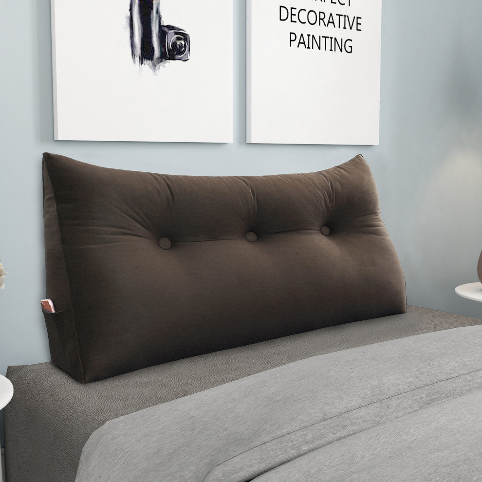 Large Reading Wedge Pillow Headboard, Bed Rest Triangular Bolster Backrest, 39x20x8