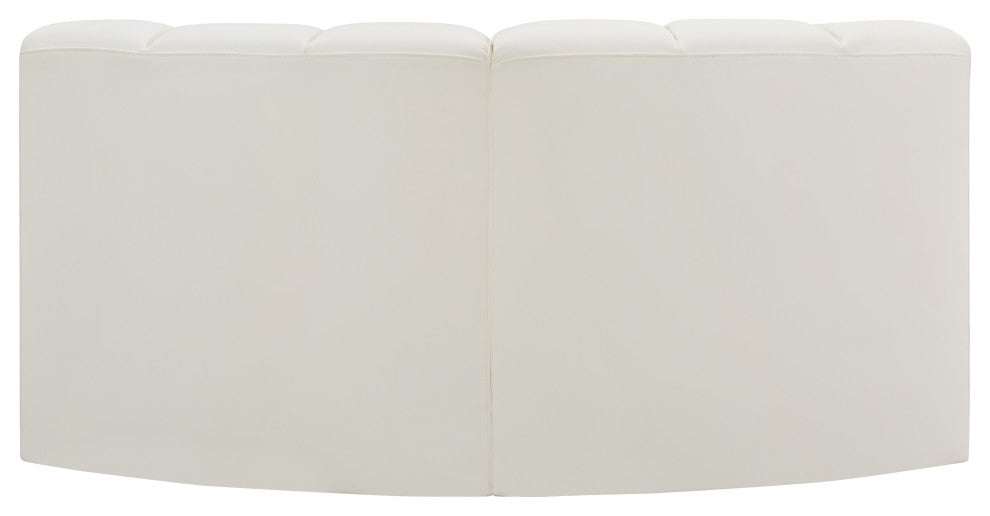 Arc Vegan Leather Upholstered 2-Pc. Inward Curved Modular Sectional, Cream