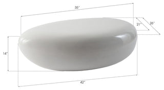 River Stone Cocktail Table Gel Coat, White, Small