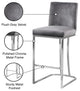Heidi Upholstered Counter Stool, Gray, Chrome, Velvet