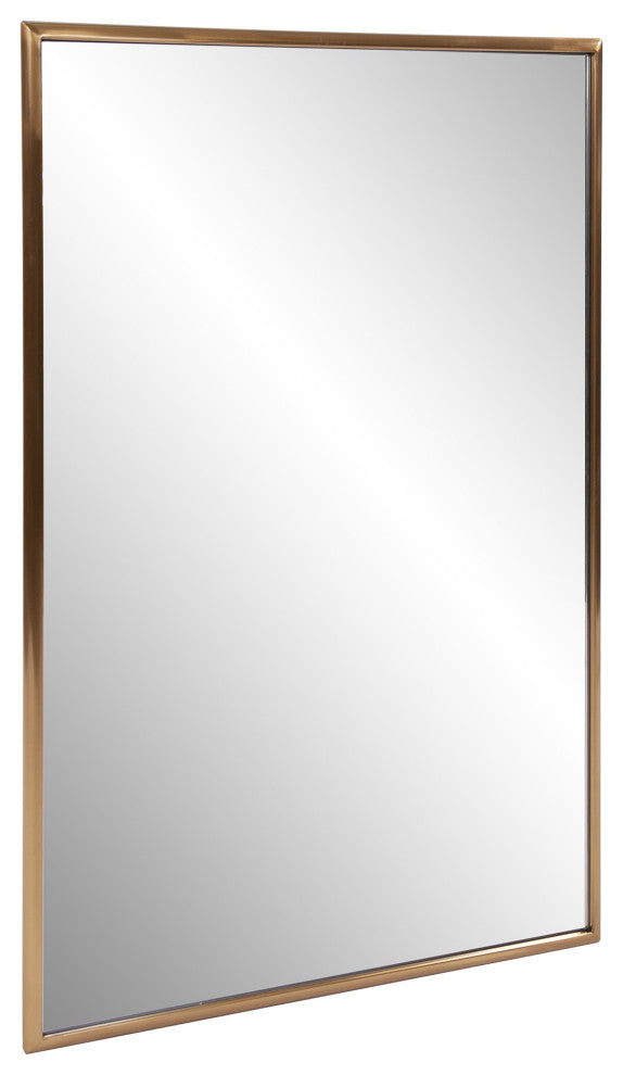 Antiqued Brushed Brass Rectangular Wall Mirror