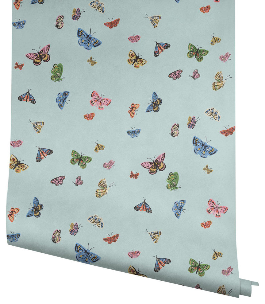 Butterfly House Light Blue Wallpaper