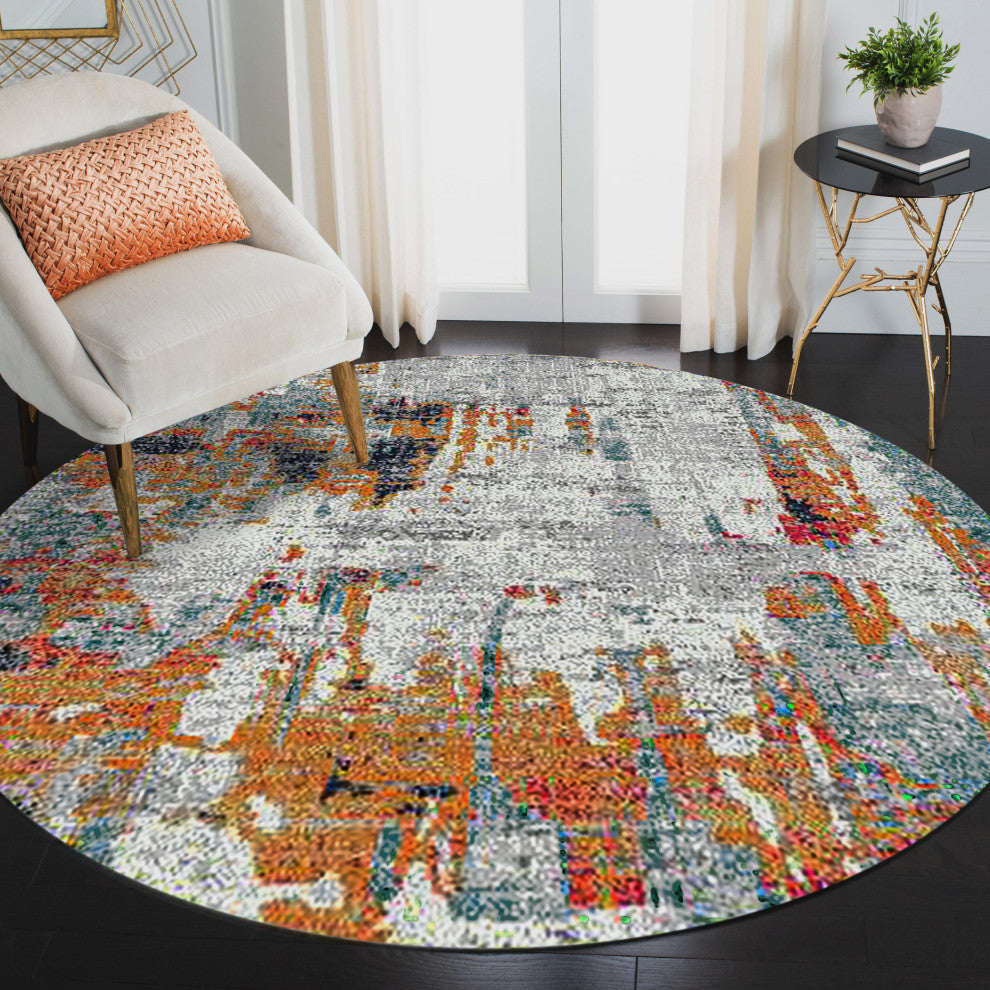 Montana Joanna Area Rug, Orange, 7'6" x 7'6"R, Abstract