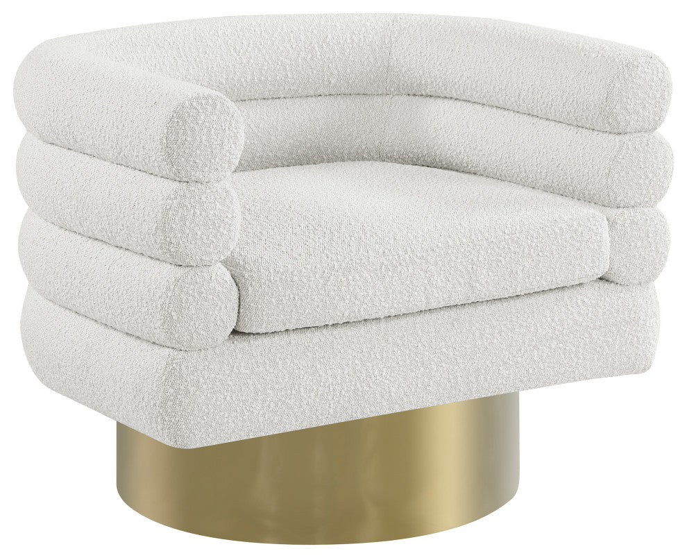 Tessa Boucle Fabric Upholstered Accent Chair, Cream