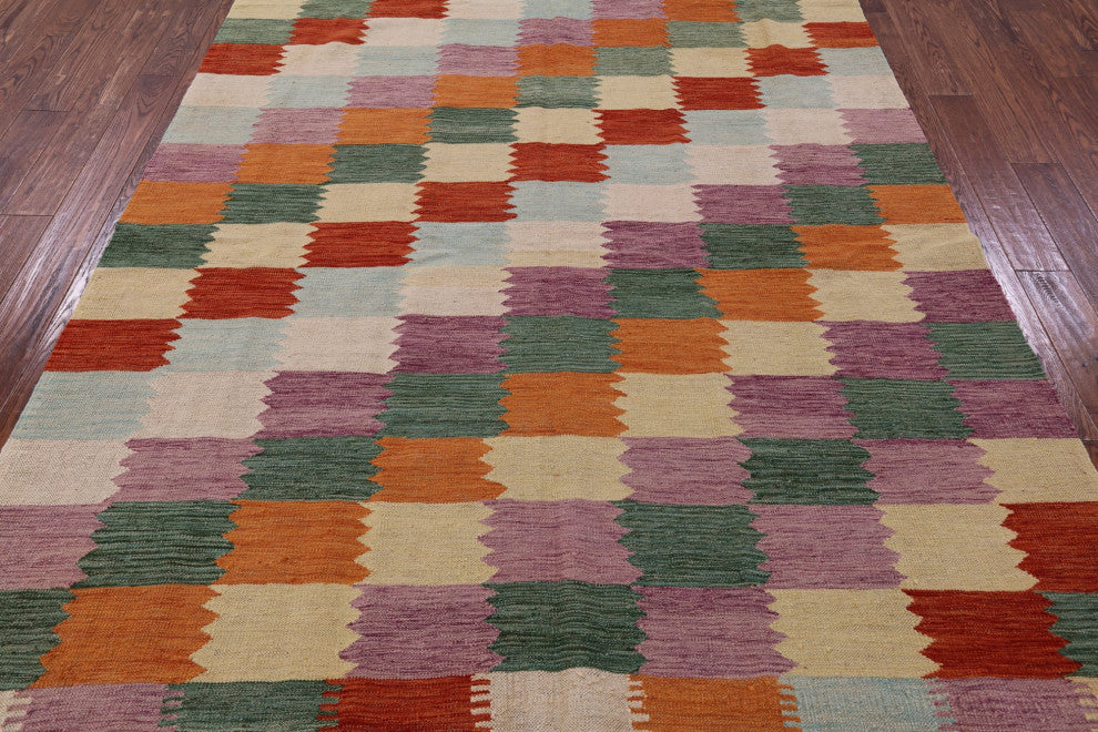 6' 10" X 9' 6" Wool On Wool Flat Weave Kilim Rug - Q12598