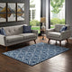 Moroccan Blue and Ivory Frame Transitional Moroccan Trellis 8x10 Area Rug