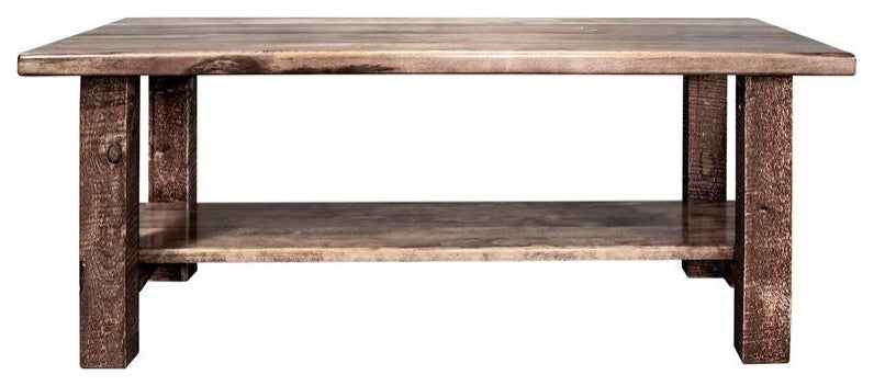 Montana Woodworks Homestead Wood Coffee Table with Shelf in Brown