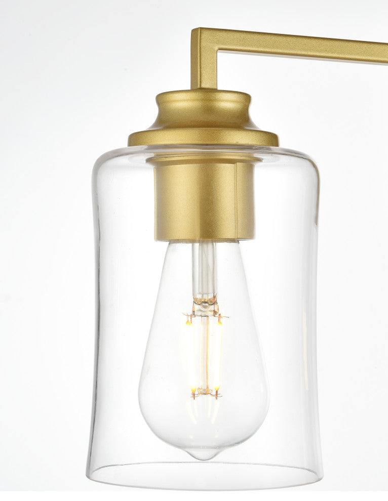 4 Light Brass And Clear Bath Sconce