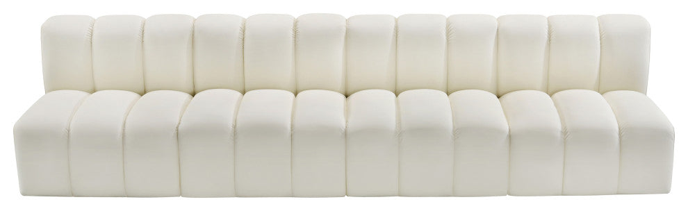 Arc Vegan Leather Upholstered 4-Pc. Modular Sofa, Cream