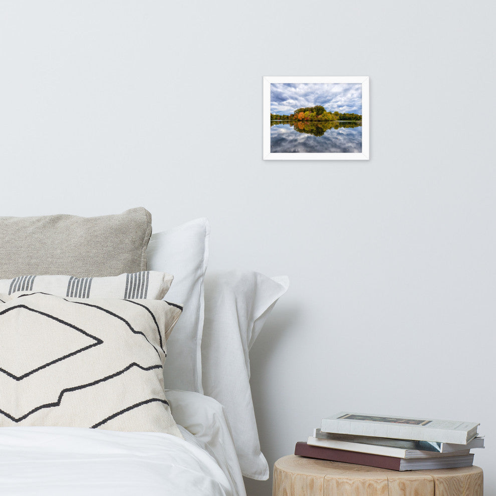 Autumn Reflections Rural Landscape Framed Photo Paper Wall Art Prints, White, 8" X 10"