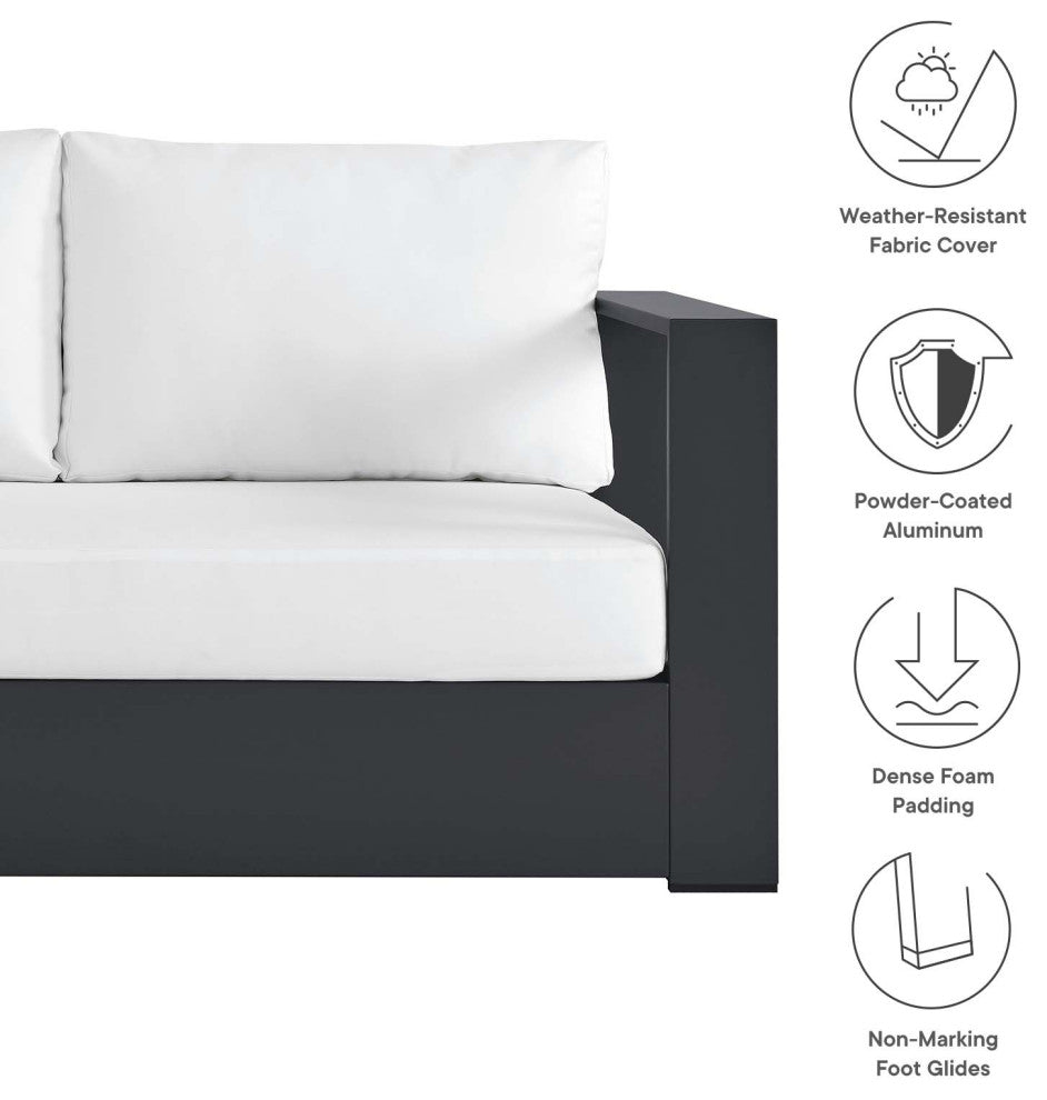 Tahoe Outdoor Patio Powder-Coated Aluminum 3-Piece Left-Facing Chaise Sectional