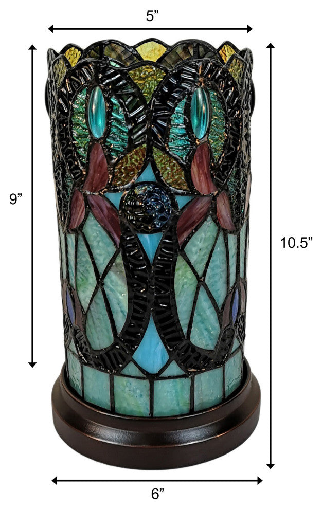 Tiffany Style Vintage Accent Table Lamp, 11" Tall