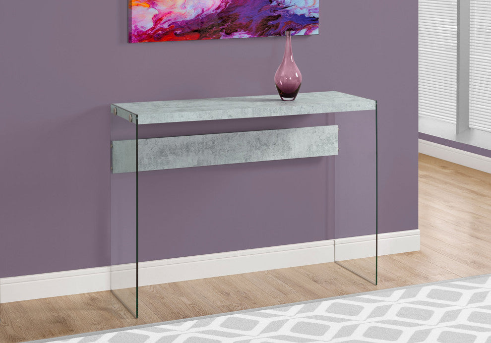 44" Gray and Clear Solid Console Table