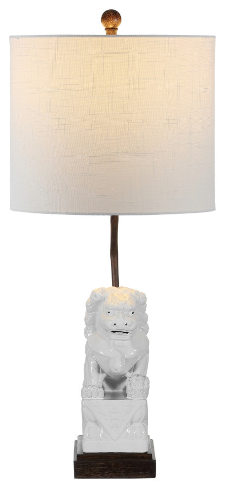 Guardian Lion 27.5" Ceramic Classic LED Table Lamp, White