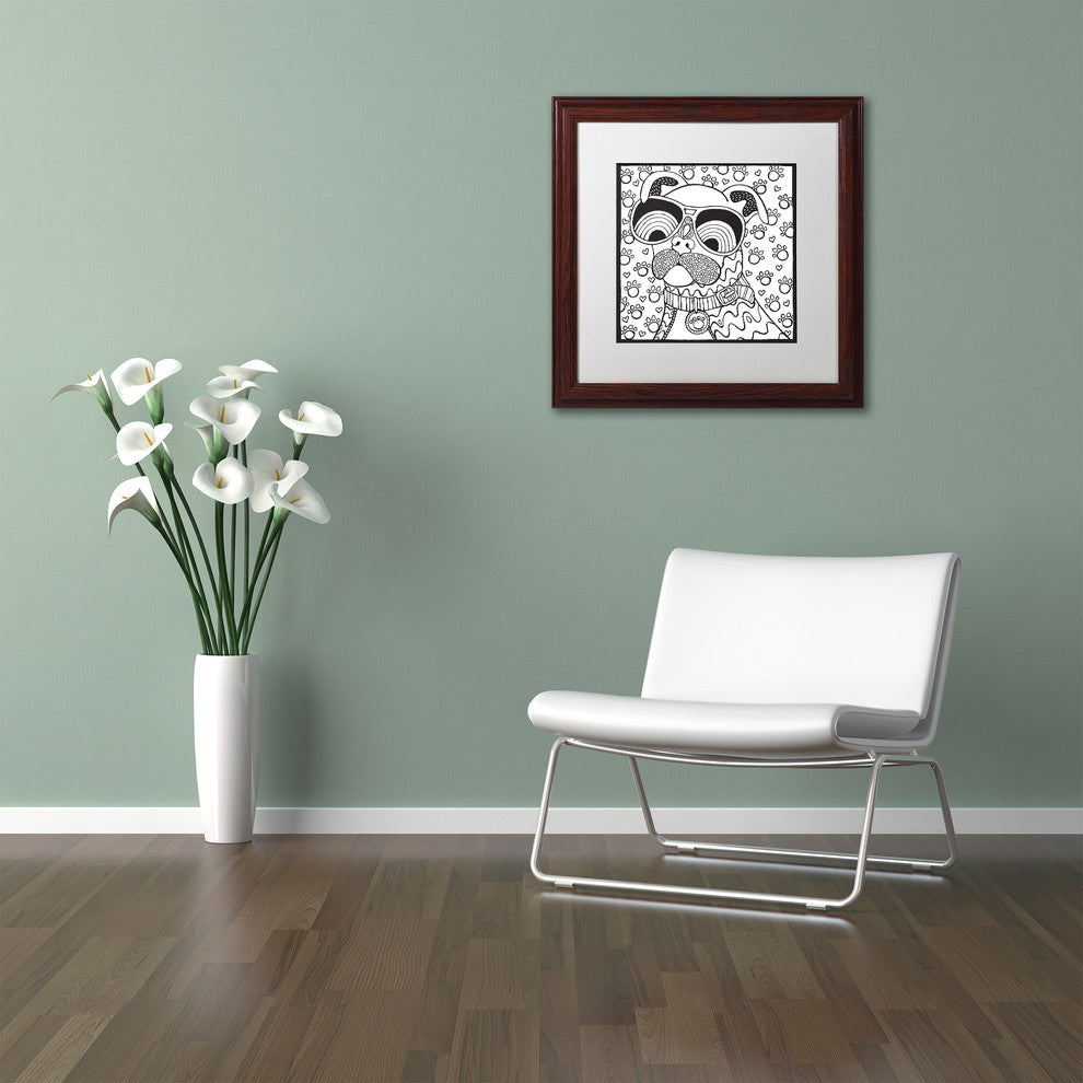 Hello Angel ''Cool Pooch'' Art, Wood Frame, White Mat, 11x11
