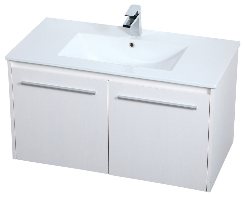 Single Bathroom Floating Vanity, White, 36"