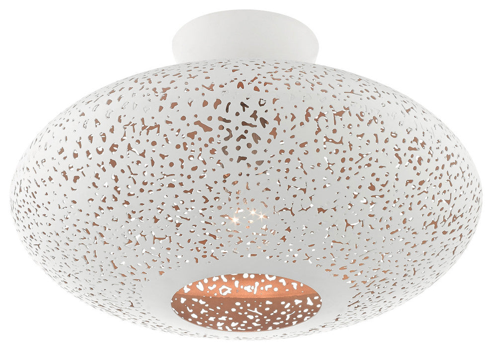Livex Lighting Charlton 1 Light White With Brushed Nickel Accents Semi-Flush