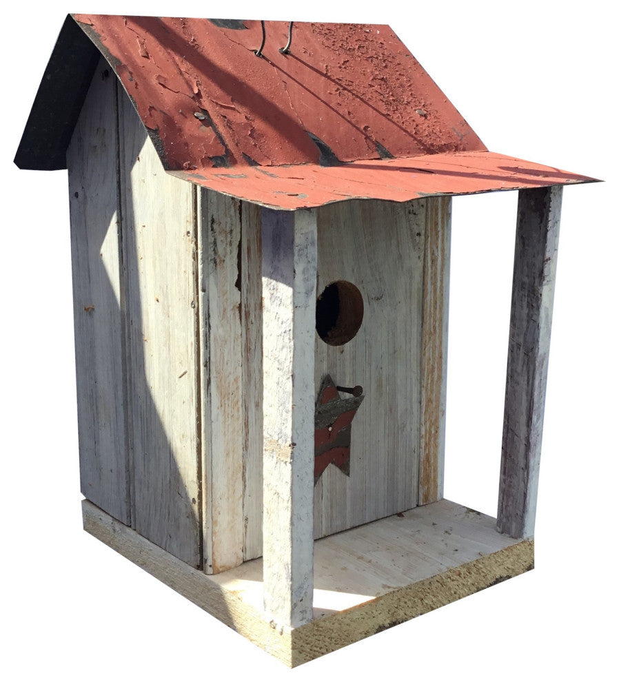 Barn Wood Bird House with Porch
