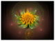 Fractal Yellow Flower on Black, Floral Canvas Art Print, 40"x30"