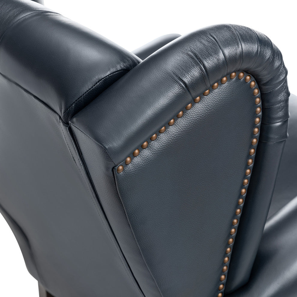 33" Wide Genuine Leather Armchair, Navy