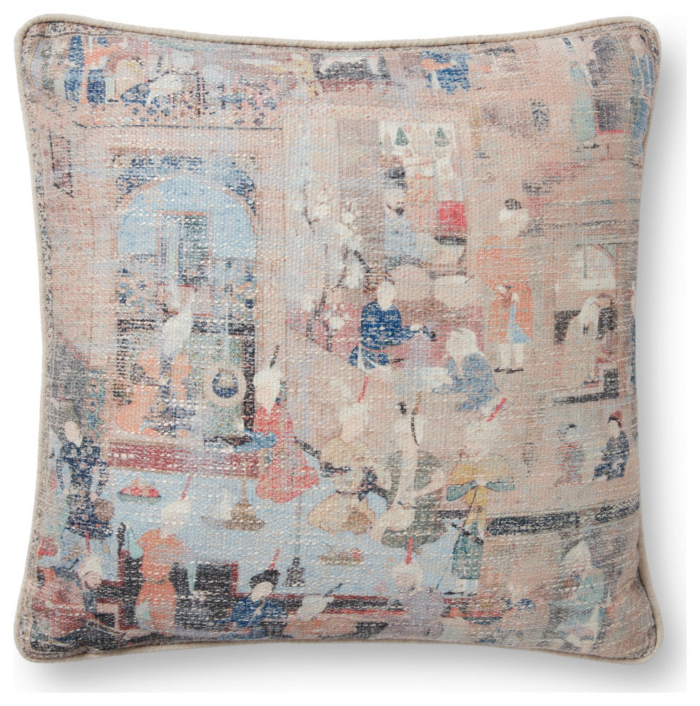 Loloi PLL0008 Taupe / Multi 18" x 18" Cover w/Down Pillow