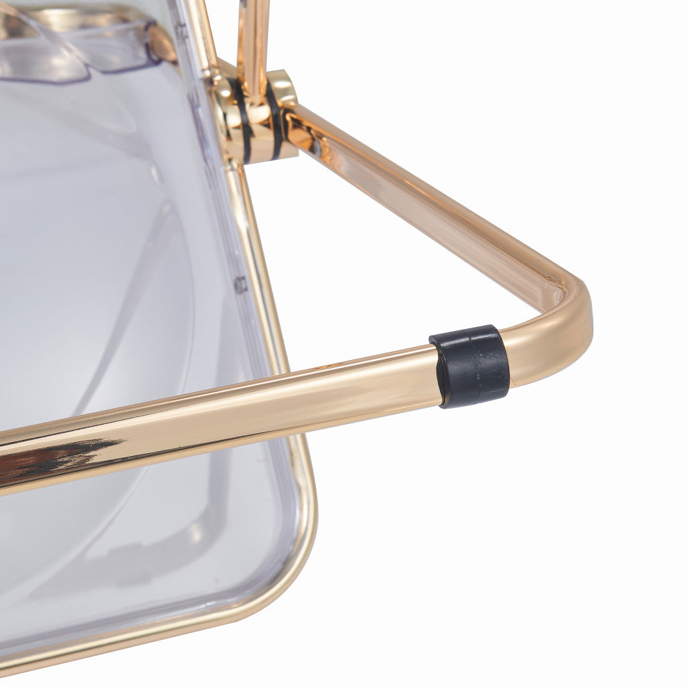 Lawrence Acrylic Folding Chair With Gold Frame, Clear