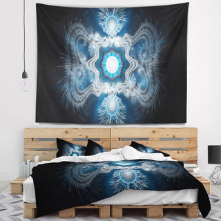 Cabalistic Clear Blue Texture Abstract Wall Tapestry, 80"x68"
