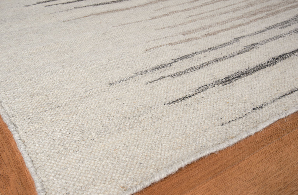Scandinavian Handmade Hand Loomed Wool Ivory/Blue/Gray Area Rug, 14'x18'
