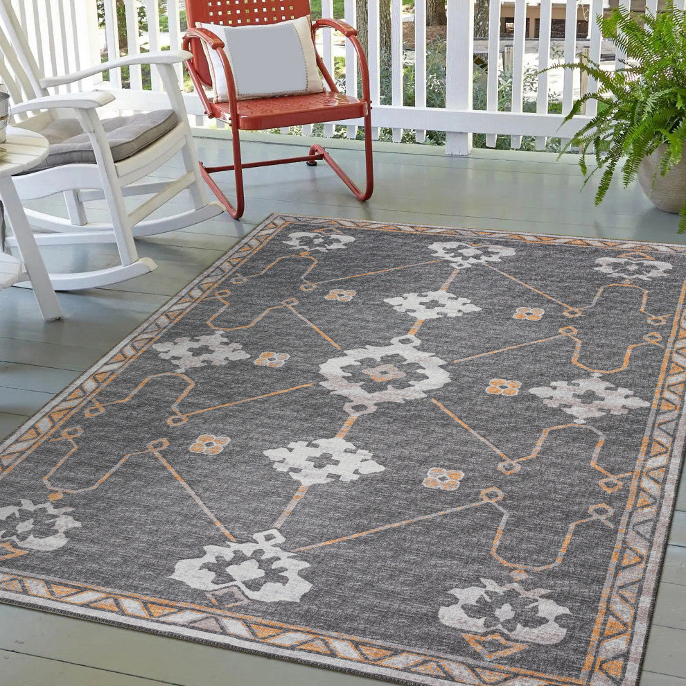 Indoor/Outdoor Sedona SN16 Charcoal Machine Washable 9' x 12' Rug