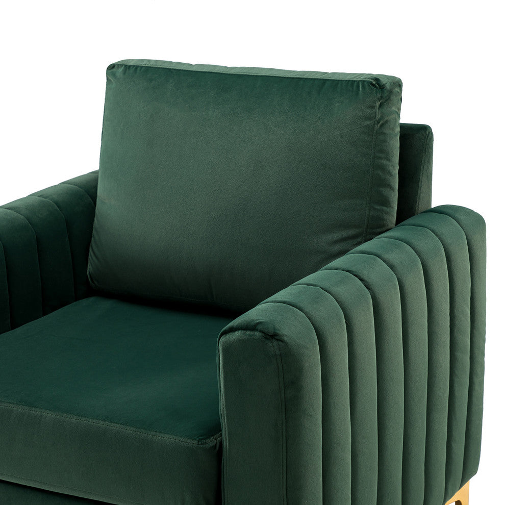 Contemporary Style Club Chair With Arms, Set of 2, Green