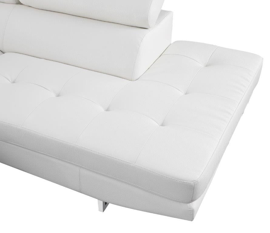 Brooklyn White Leather Air Sectional Right Arm Facing