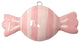 Set of 3 Striped Ceramic Candy Ornaments Bonbon Old Fashioned Vintage Style, Red Swirl/Blue/Pink