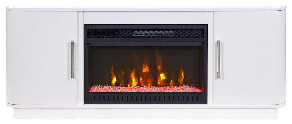 Modern 60" Fireplace Console Entertainment, White